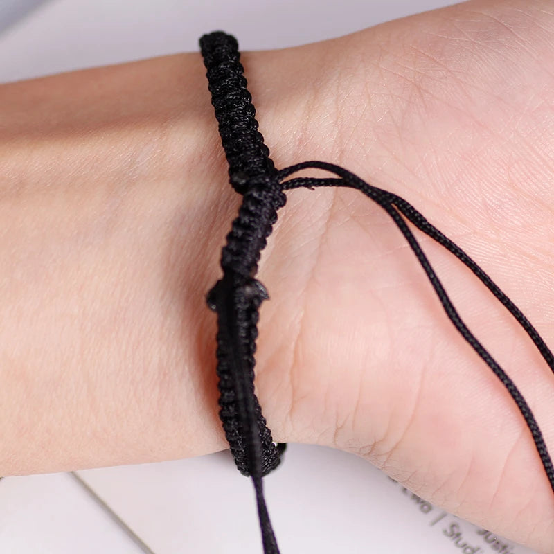 Couple Bracelets Hematite Leather Cord Braid Chain Bracelet Chinese Tai Chi Alloy Pendant Two-Piece Woven Lover Bracelet Gift