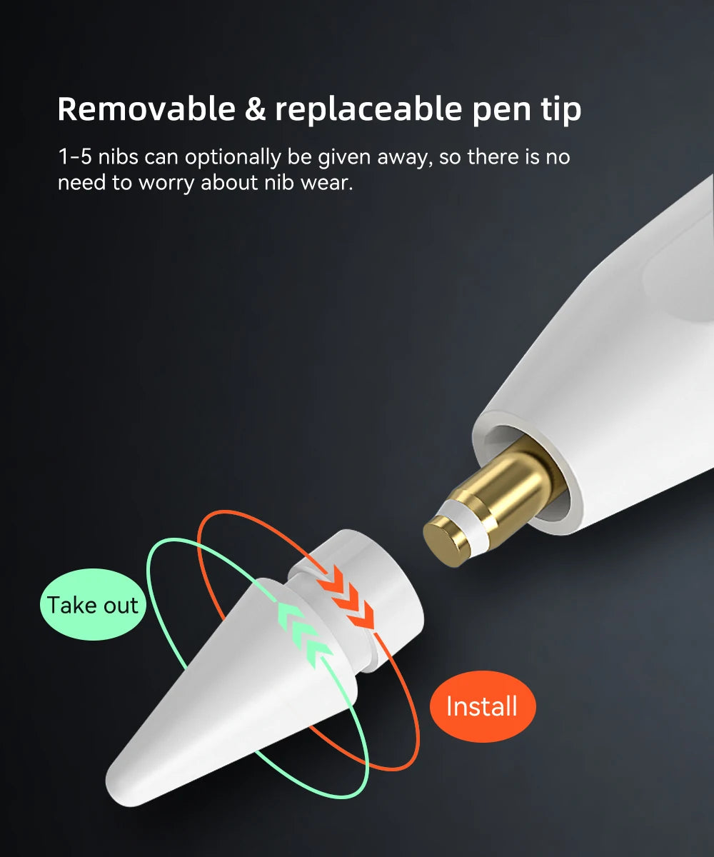 For iPad 10th Gen Stylus Pen with Palm Rejection Tilt for iPad 11th A16 9 8 7 6 5 4 Pro Air 13 11 M3 M2 M4 2025 12.9 Mini 7 6