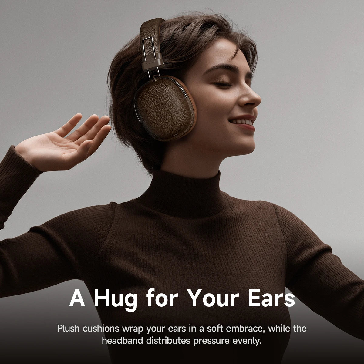 HOCO Retro PU Leather Wireless Bluetooth 5.4 Headphones 40MM Deep Bass Speaker Music Sports HiFi Audio Earbuds Fashion Over-Ear