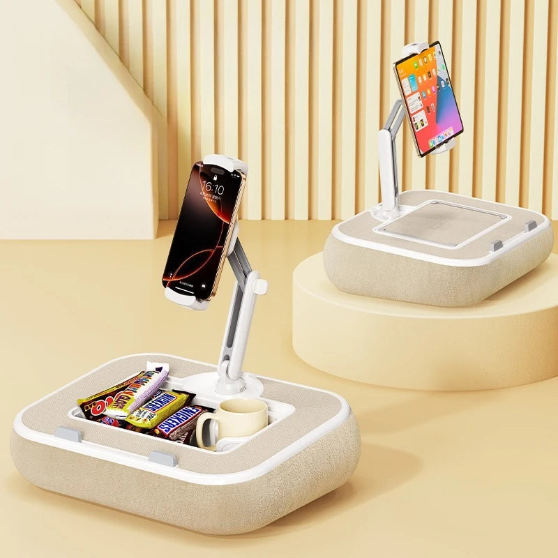 Oatsbasf Pillow Stand with Storage Space 360° Rotatable Clip Stand for 4.7-13" Phone Tablet Kindle 15" Laptop Pillow Lap Desk