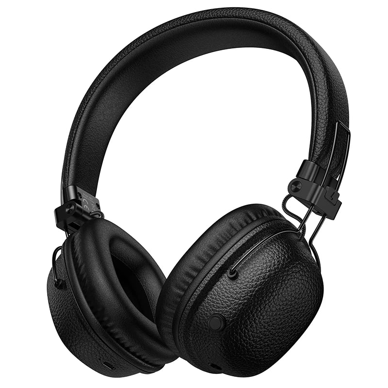 HOCO Retro PU Leather Wireless Bluetooth 5.4 Headphones 40MM Deep Bass Speaker Music Sports HiFi Audio Earbuds Fashion Over-Ear