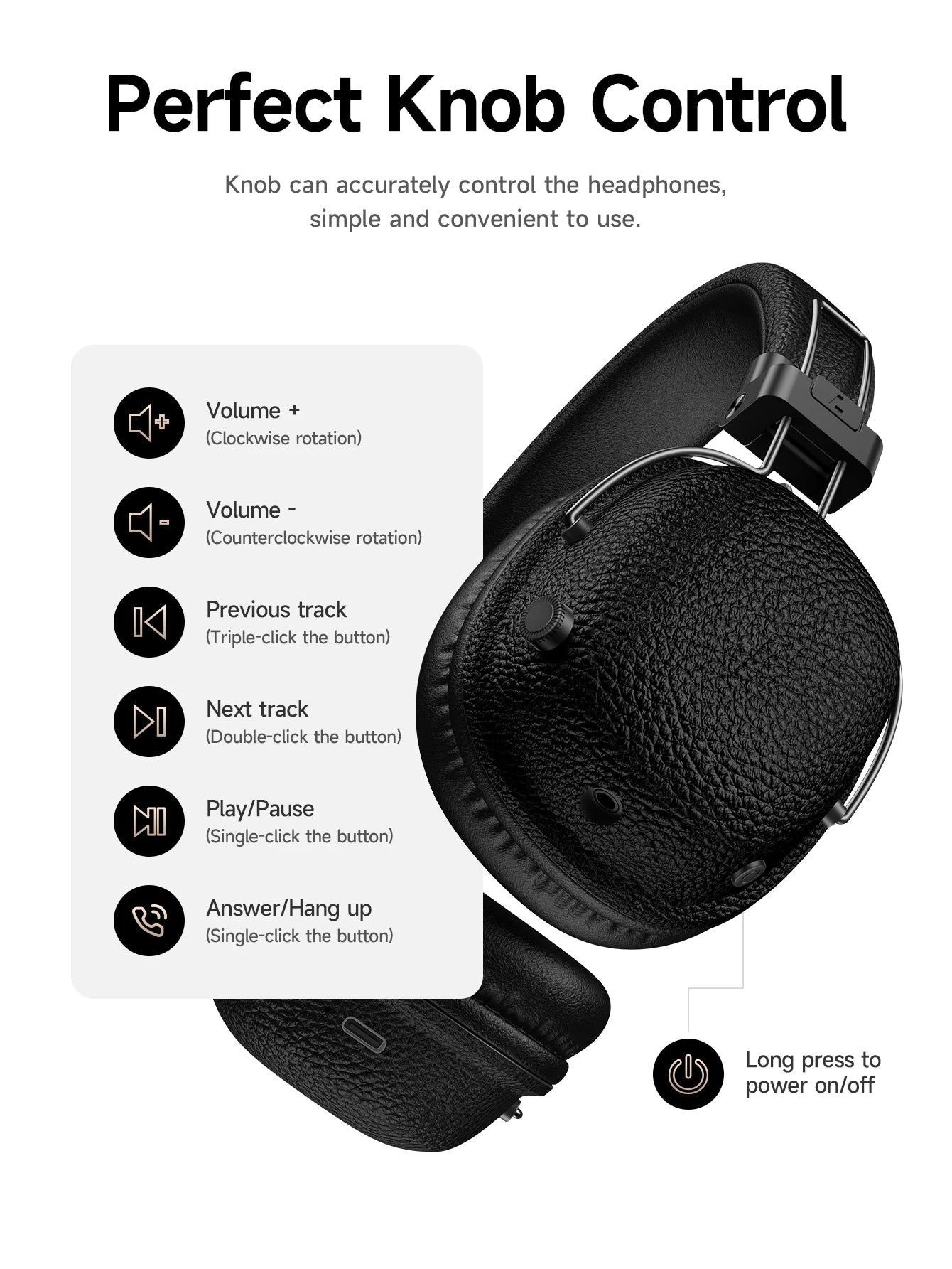 HOCO Retro PU Leather Wireless Bluetooth 5.4 Headphones 40MM Deep Bass Speaker Music Sports HiFi Audio Earbuds Fashion Over-Ear