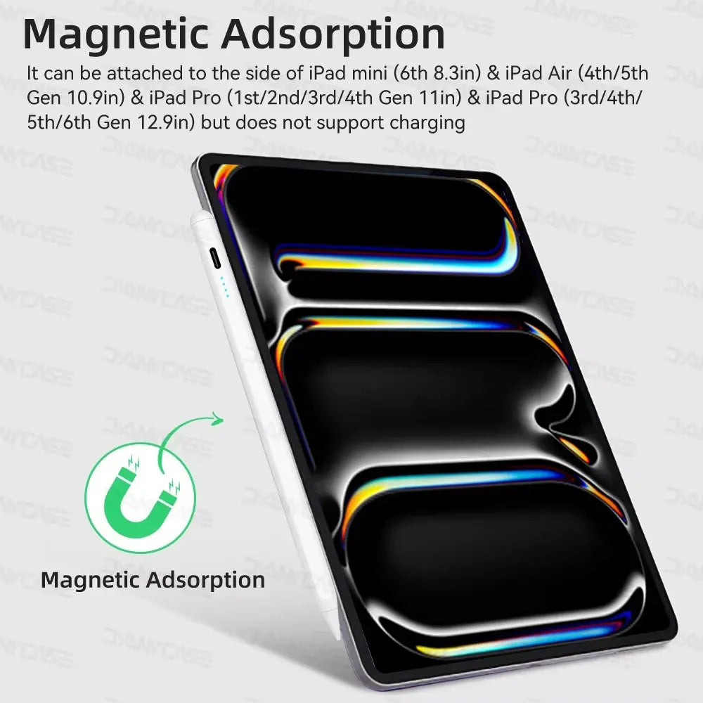 For iPad 10th Gen Stylus Pen with Palm Rejection Tilt for iPad 11th A16 9 8 7 6 5 4 Pro Air 13 11 M3 M2 M4 2025 12.9 Mini 7 6