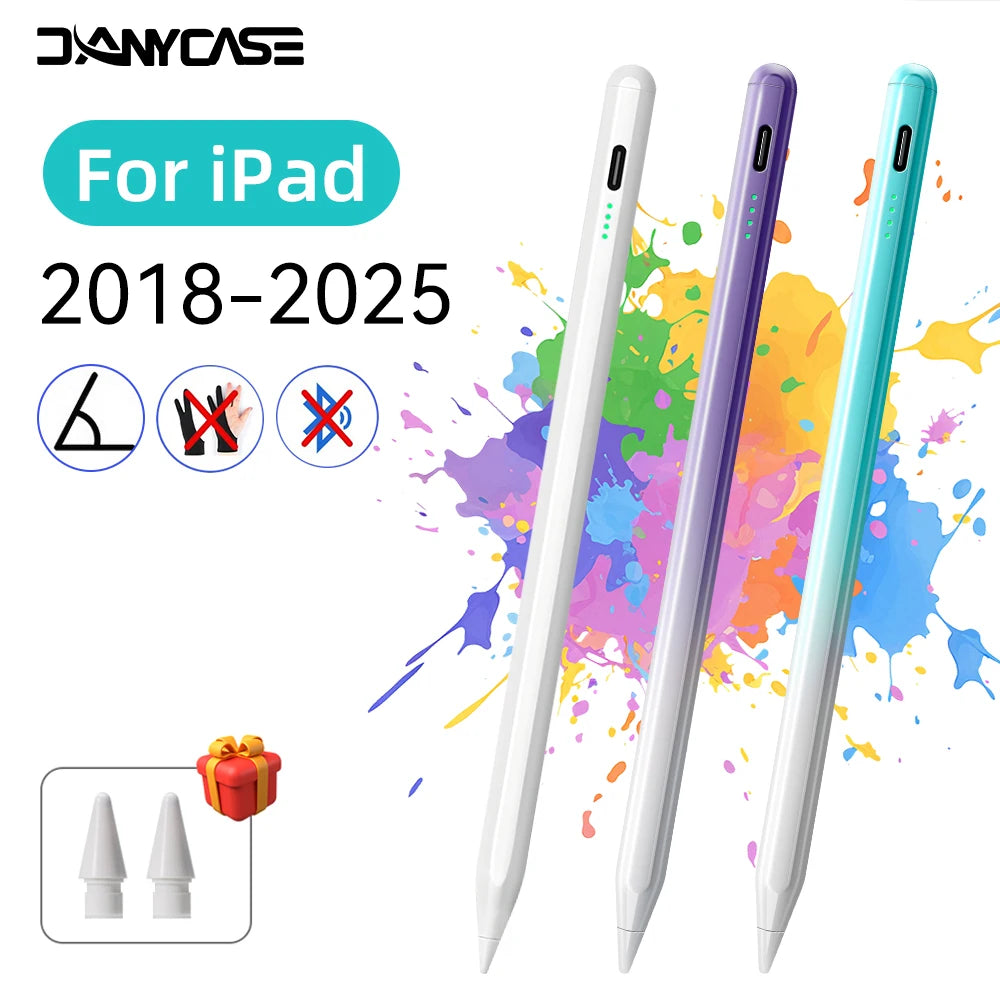For iPad 10th Gen Stylus Pen with Palm Rejection Tilt for iPad 11th A16 9 8 7 6 5 4 Pro Air 13 11 M3 M2 M4 2025 12.9 Mini 7 6