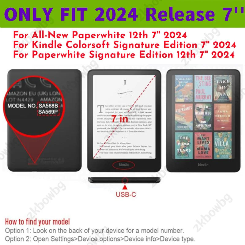 Case for Kindle Paperwhite 2024 12th Generation Colorsoft 7 Inch Protective Shell for Paperwhite Signature Edition 12th 7" Cover