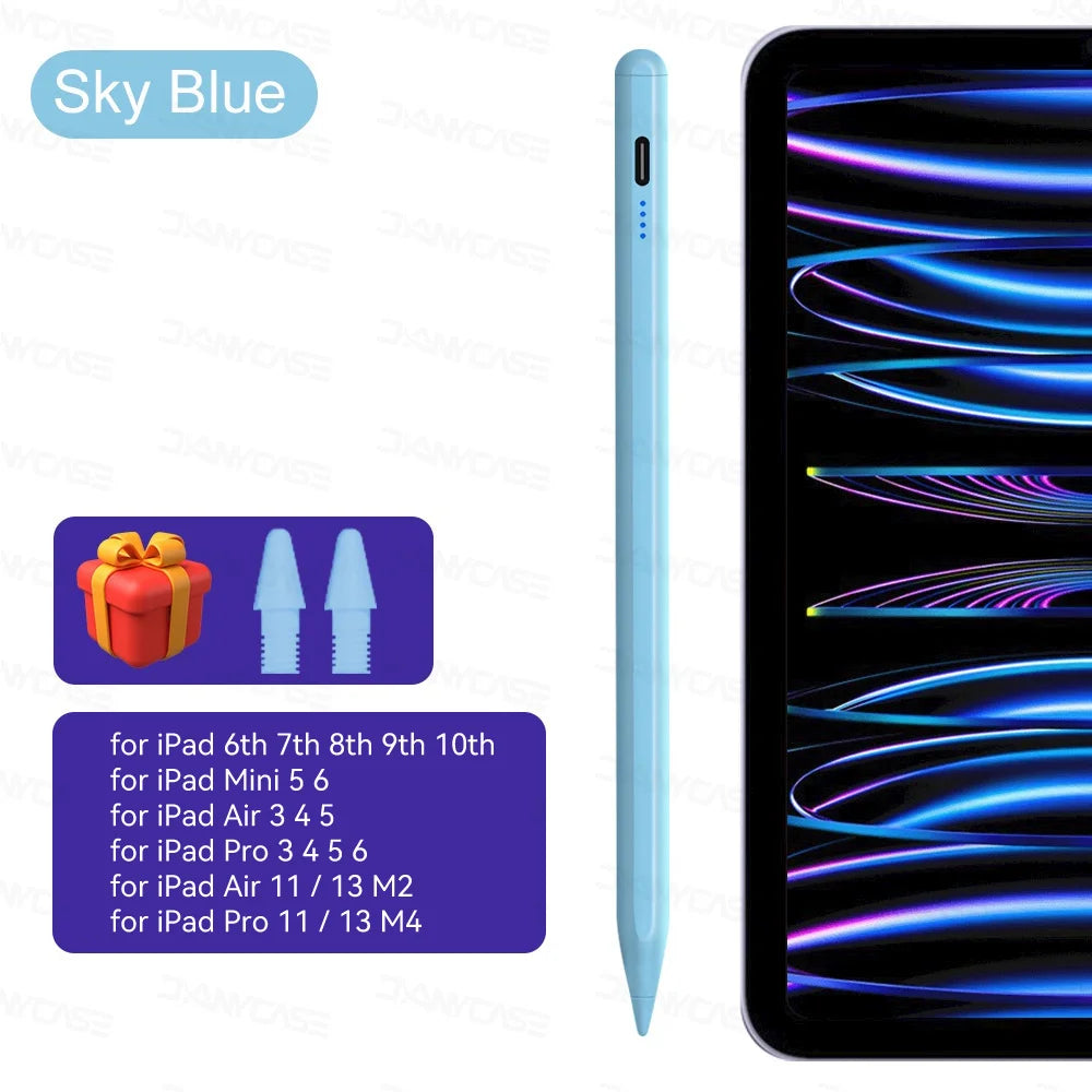 For iPad 10th Gen Stylus Pen with Palm Rejection Tilt for iPad 11th A16 9 8 7 6 5 4 Pro Air 13 11 M3 M2 M4 2025 12.9 Mini 7 6