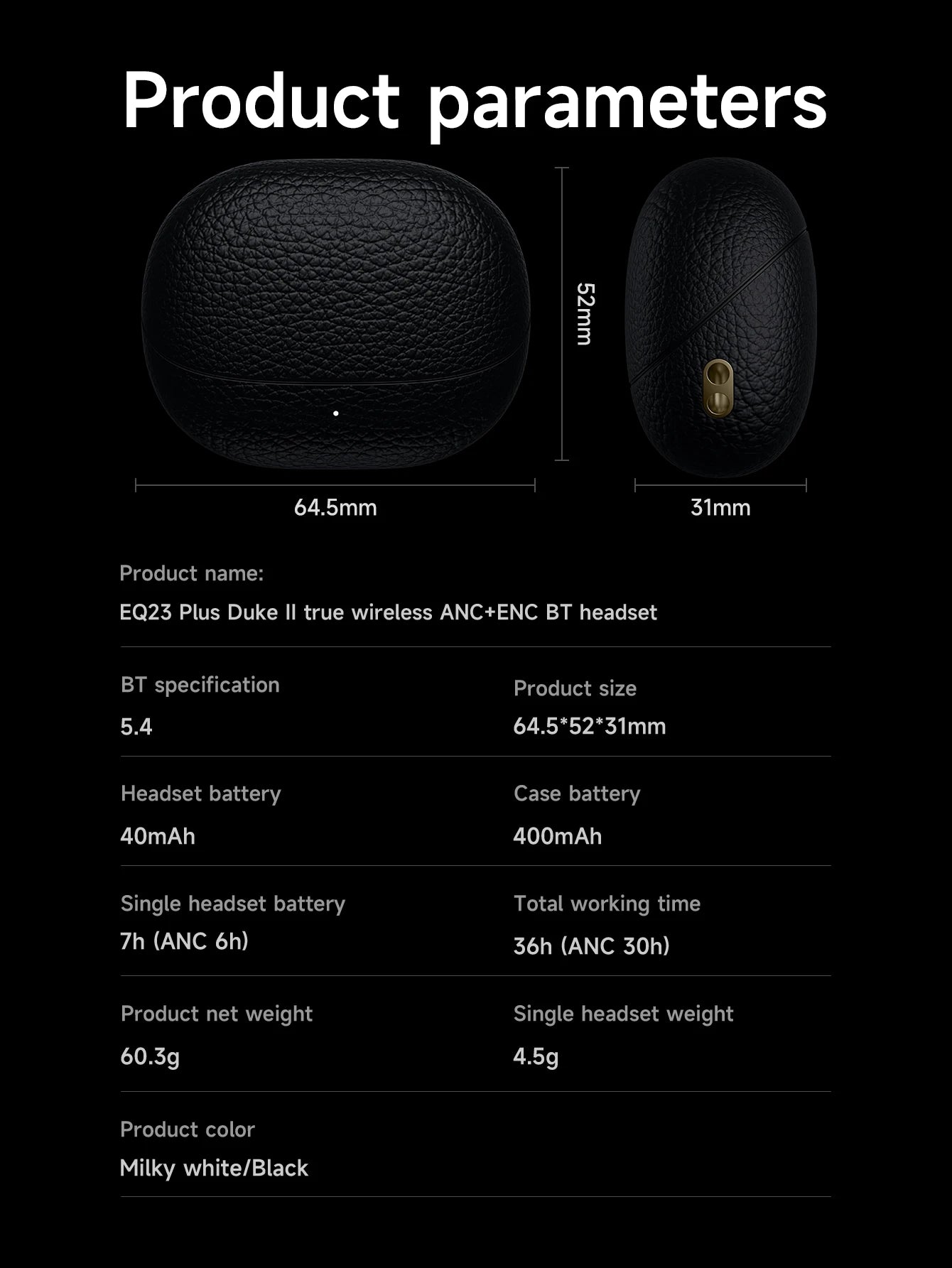 HOCO EQ23 Plus ANC+ENC Noise Reduction Bluetooth 5.4 Wireless Earphones HiFi Audio Earbuds Type-C Charging Box 4 Mics Headsets