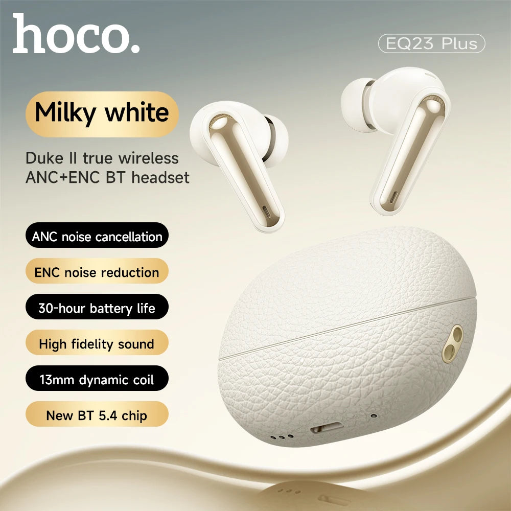 HOCO EQ23 Plus ANC+ENC Noise Reduction Bluetooth 5.4 Wireless Earphones HiFi Audio Earbuds Type-C Charging Box 4 Mics Headsets