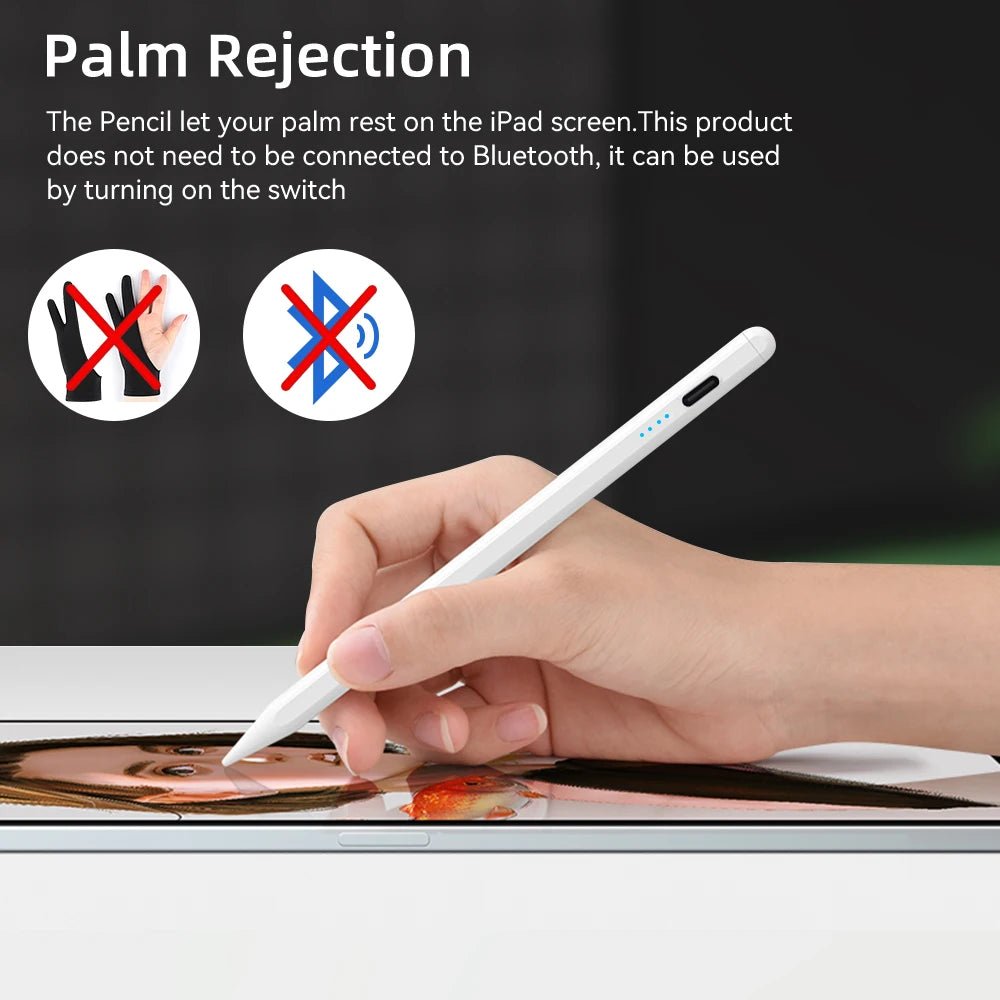 For iPad 10th Gen Stylus Pen with Palm Rejection Tilt for iPad 11th A16 9 8 7 6 5 4 Pro Air 13 11 M3 M2 M4 2025 12.9 Mini 7 6