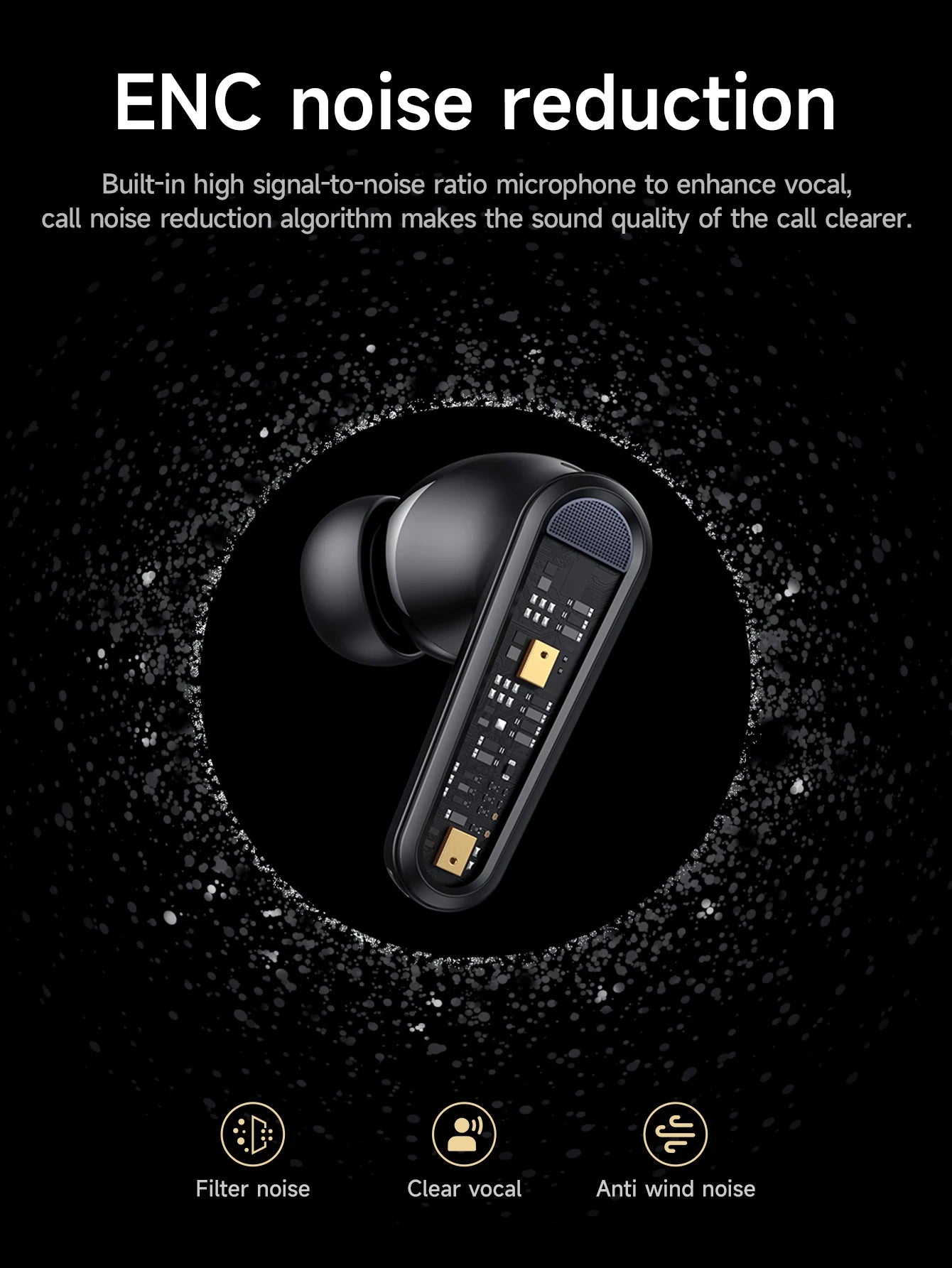 HOCO EQ23 Plus ANC+ENC Noise Reduction Bluetooth 5.4 Wireless Earphones HiFi Audio Earbuds Type-C Charging Box 4 Mics Headsets