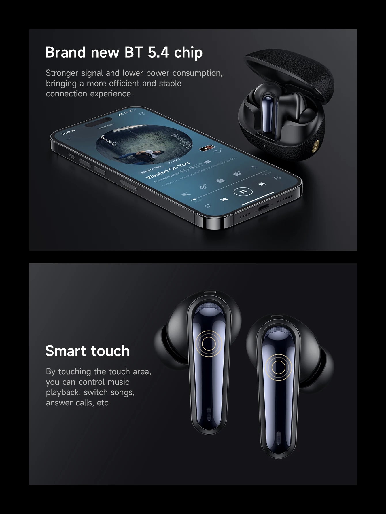HOCO EQ23 Plus ANC+ENC Noise Reduction Bluetooth 5.4 Wireless Earphones HiFi Audio Earbuds Type-C Charging Box 4 Mics Headsets