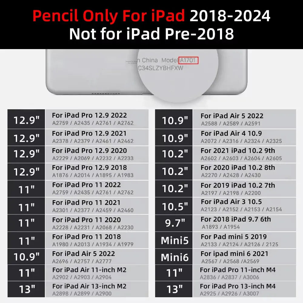 For iPad 10th Gen Stylus Pen with Palm Rejection Tilt for iPad 11th A16 9 8 7 6 5 4 Pro Air 13 11 M3 M2 M4 2025 12.9 Mini 7 6