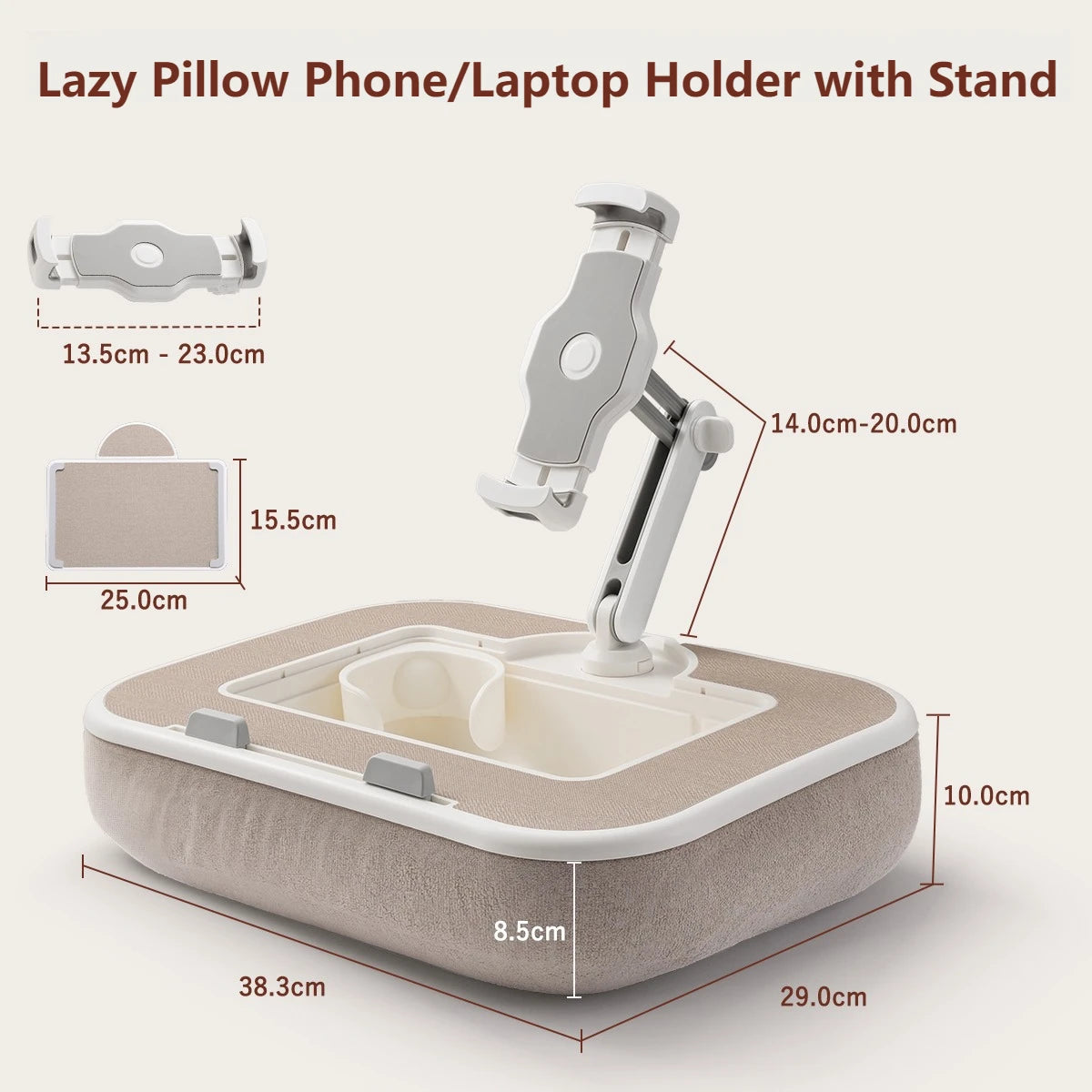 Oatsbasf Pillow Stand with Storage Space 360° Rotatable Clip Stand for 4.7-13" Phone Tablet Kindle 15" Laptop Pillow Lap Desk