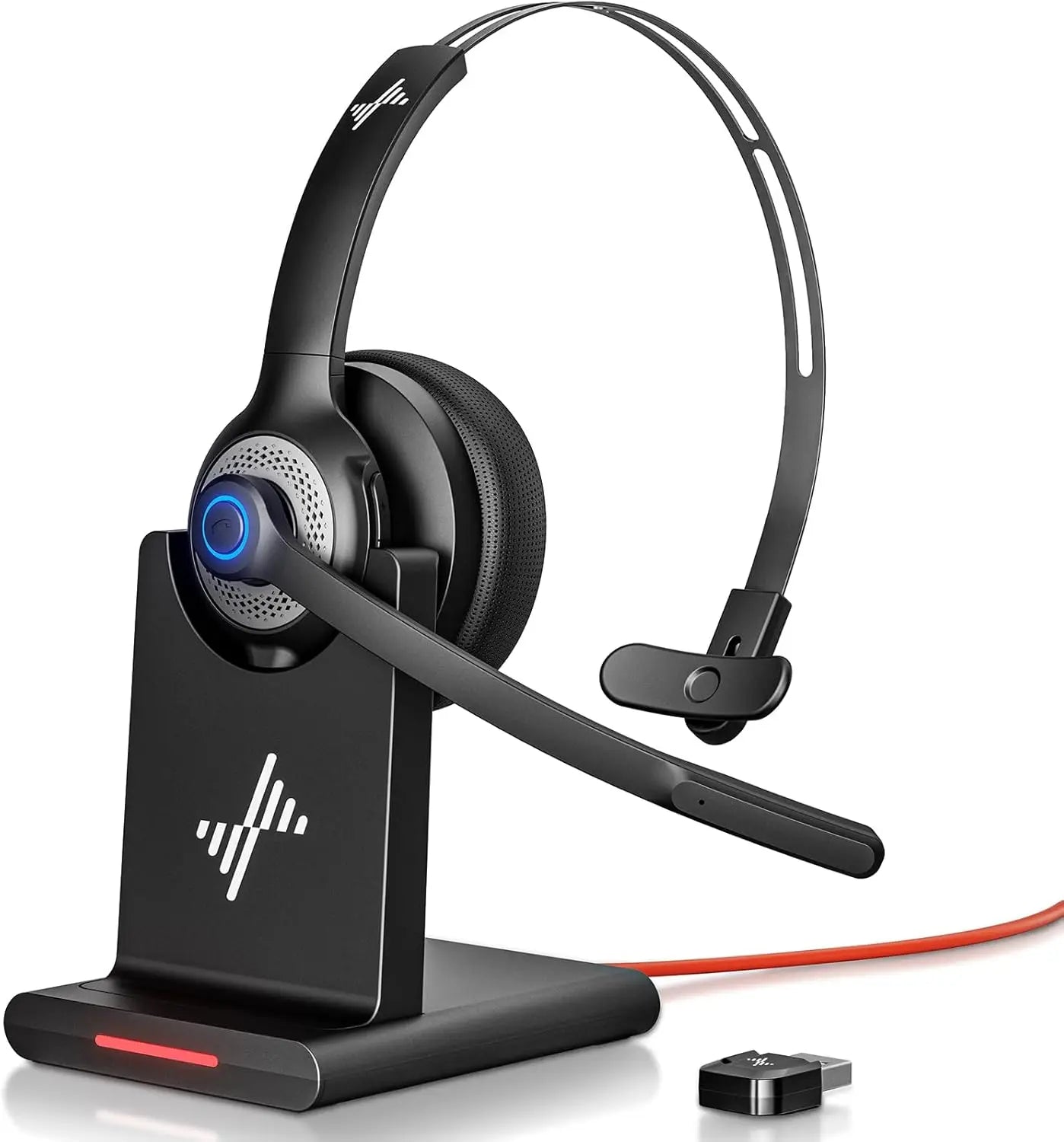 JIAMQISHI EH06 Bluetooth Wireless Headset with Mic for Work Call Center Headphones with USB Dongle Mute for PC/Computer/Laptop