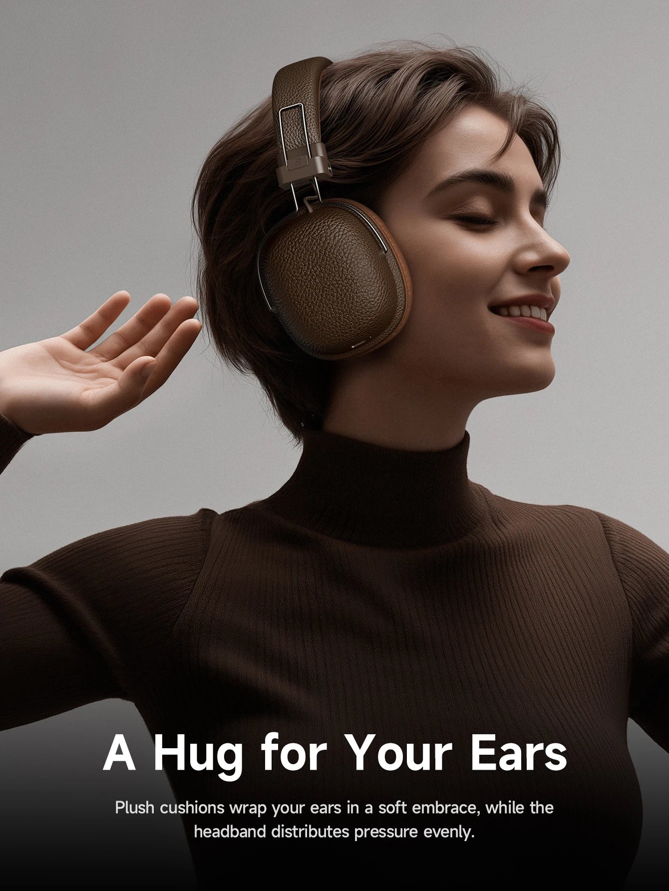 HOCO Retro PU Leather Wireless Bluetooth 5.4 Headphones 40MM Deep Bass Speaker Music Sports HiFi Audio Earbuds Fashion Over-Ear
