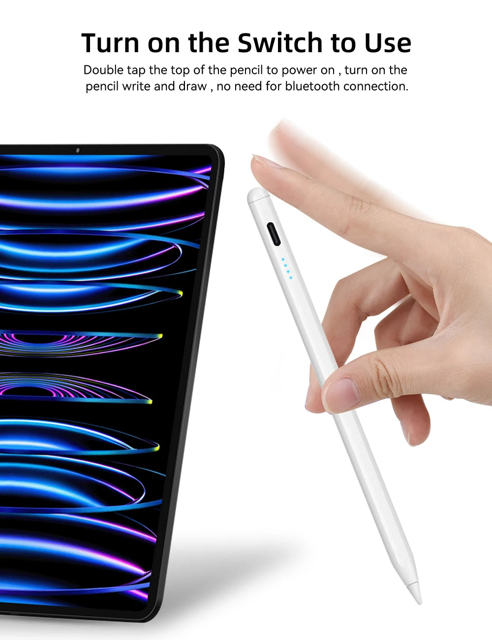 For iPad 10th Gen Stylus Pen with Palm Rejection Tilt for iPad 11th A16 9 8 7 6 5 4 Pro Air 13 11 M3 M2 M4 2025 12.9 Mini 7 6