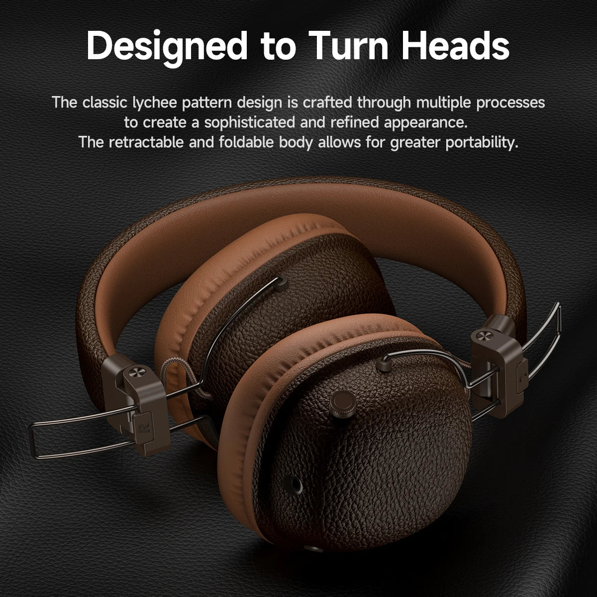 HOCO Retro PU Leather Wireless Bluetooth 5.4 Headphones 40MM Deep Bass Speaker Music Sports HiFi Audio Earbuds Fashion Over-Ear