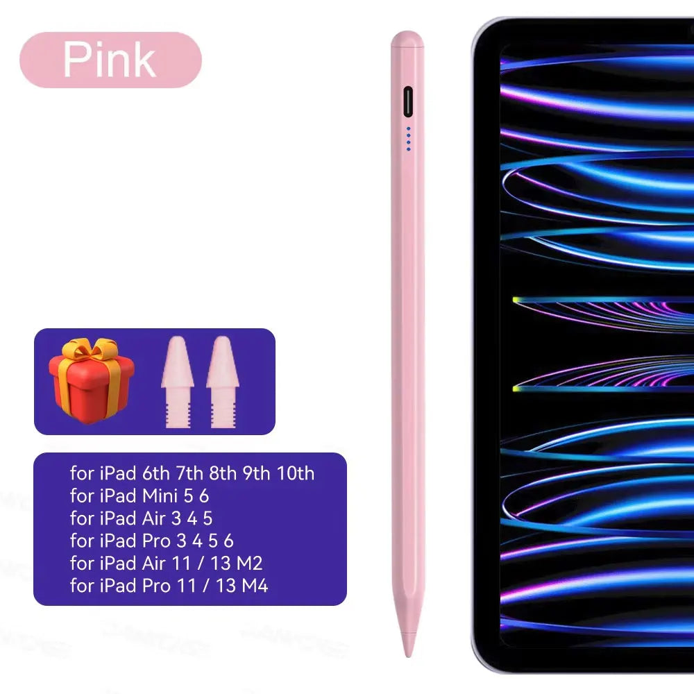 For iPad 10th Gen Stylus Pen with Palm Rejection Tilt for iPad 11th A16 9 8 7 6 5 4 Pro Air 13 11 M3 M2 M4 2025 12.9 Mini 7 6