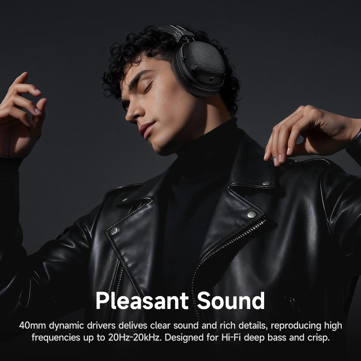 HOCO Retro PU Leather Wireless Bluetooth 5.4 Headphones 40MM Deep Bass Speaker Music Sports HiFi Audio Earbuds Fashion Over-Ear