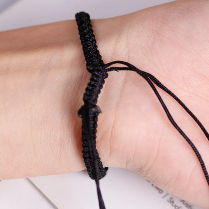 Couple Bracelets Hematite Leather Cord Braid Chain Bracelet Chinese Tai Chi Alloy Pendant Two-Piece Woven Lover Bracelet Gift