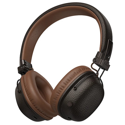 HOCO Retro PU Leather Wireless Bluetooth 5.4 Headphones 40MM Deep Bass Speaker Music Sports HiFi Audio Earbuds Fashion Over-Ear