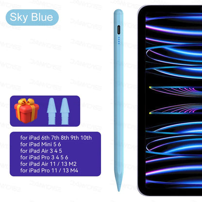 For iPad 10th Gen Stylus Pen with Palm Rejection Tilt for iPad 11th A16 9 8 7 6 5 4 Pro Air 13 11 M3 M2 M4 2025 12.9 Mini 7 6
