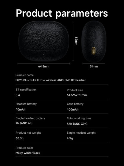 HOCO EQ23 Plus ANC+ENC Noise Reduction Bluetooth 5.4 Wireless Earphones HiFi Audio Earbuds Type-C Charging Box 4 Mics Headsets