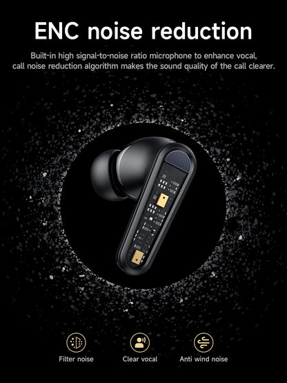 HOCO EQ23 Plus ANC+ENC Noise Reduction Bluetooth 5.4 Wireless Earphones HiFi Audio Earbuds Type-C Charging Box 4 Mics Headsets