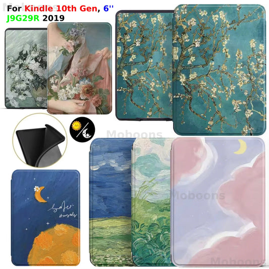 For Kindle 10th Generation Case 6'' J9G29R 2019 PU Leather Cover Wake/Sleep Soft TPU Protective Ebook Kindle Accessories Funda